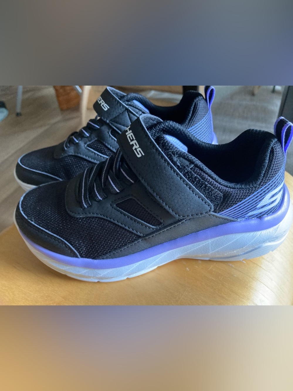 Skechers Kids Black & Purple Slip-On Athletic Sneakers